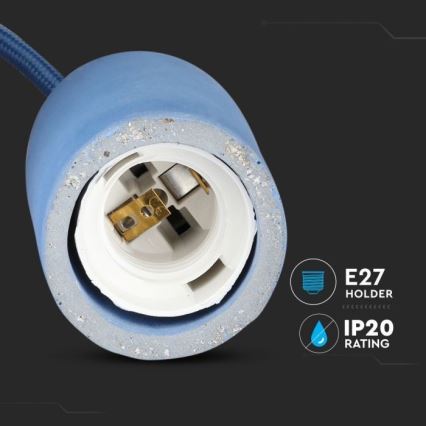 Захранващ кабел 1xE27/60W/230V бетон/син