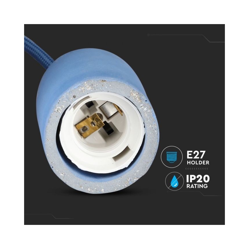 Захранващ кабел 1xE27/60W/230V бетон/син