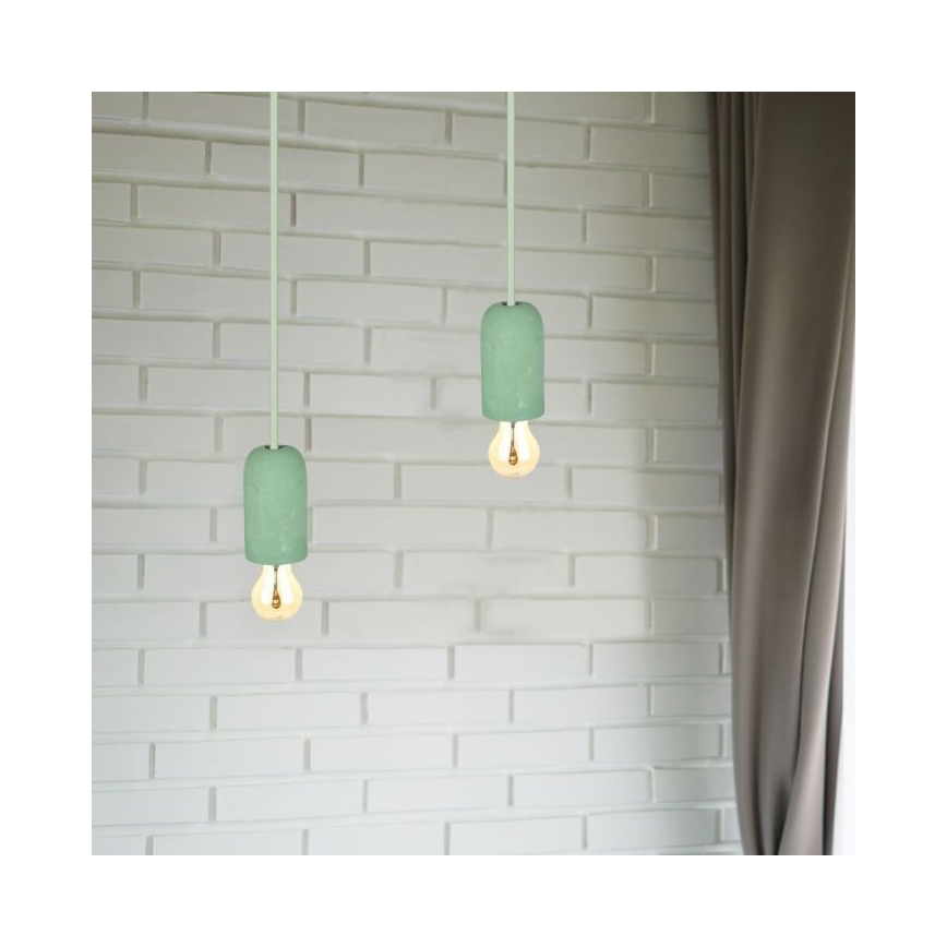 Захранващ кабел 1xE27/60W/230V бетон/зелен