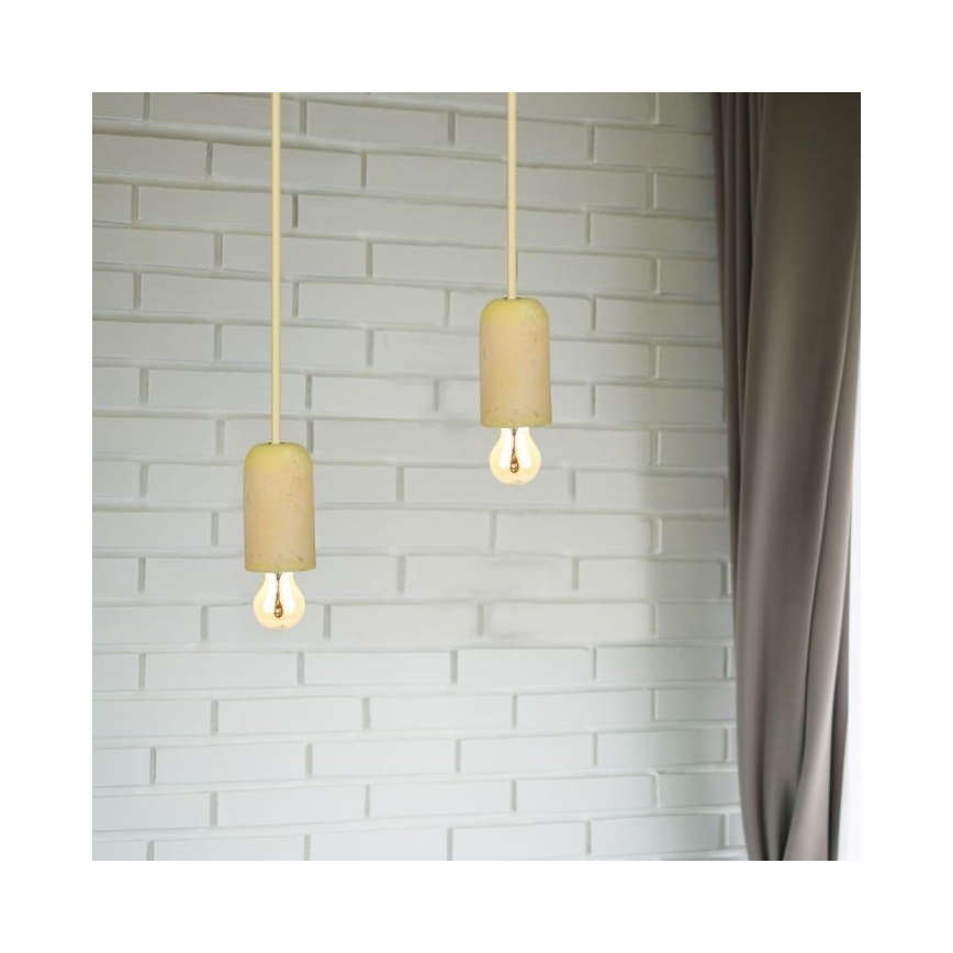 Захранващ кабел 1xE27/60W/230V бетон/жълт