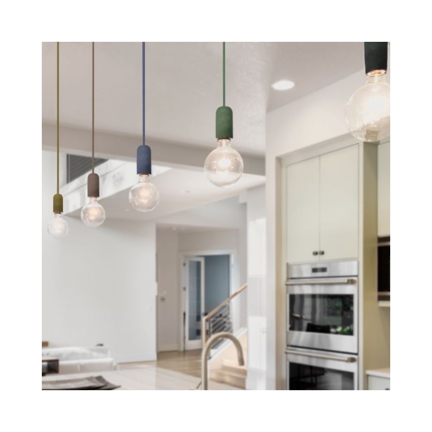 Захранващ кабел 1xE27/60W/230V бетон/жълт