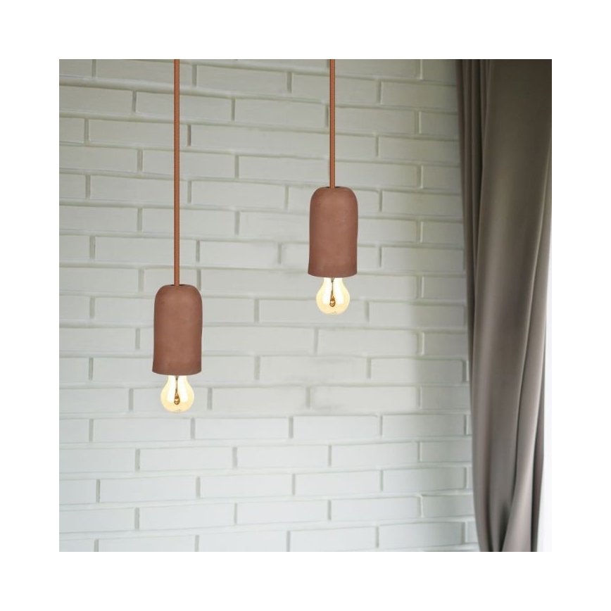 Захранващ кабел 1xE27/60W/230V бетон/кафяв