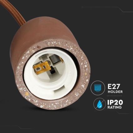 Захранващ кабел 1xE27/60W/230V бетон/кафяв