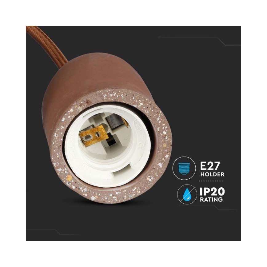 Захранващ кабел 1xE27/60W/230V бетон/кафяв
