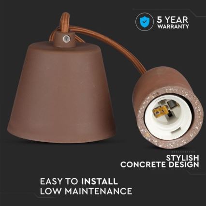 Захранващ кабел 1xE27/60W/230V бетон/кафяв