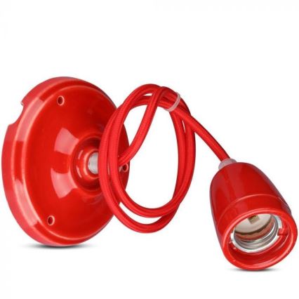 Захранващ кабел 1xE27/60W/230V червен/порцелан
