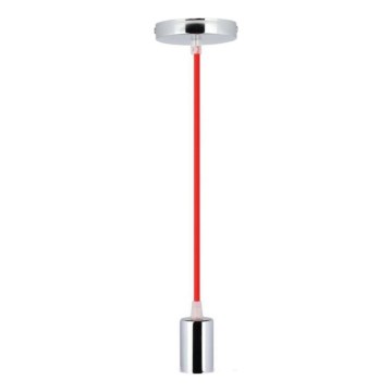 Захранващ кабел 1xE27/60W/230V червен/лъскав хром