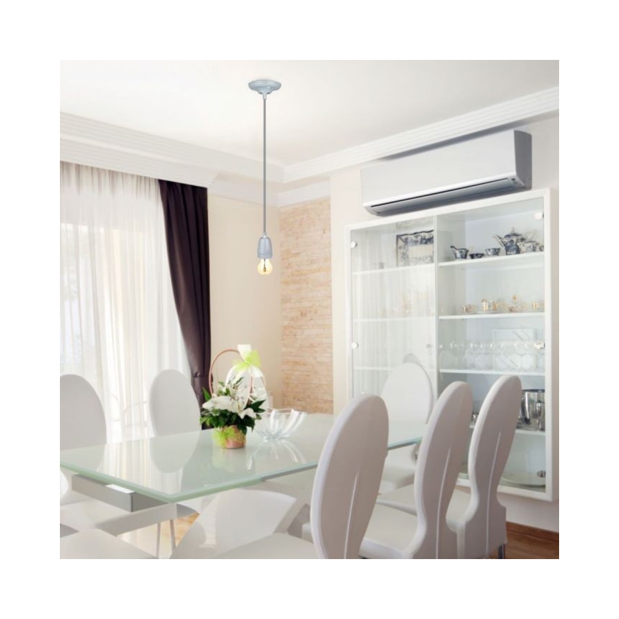 Захранващ кабел 1xE27/60W/230V сив/порцелан