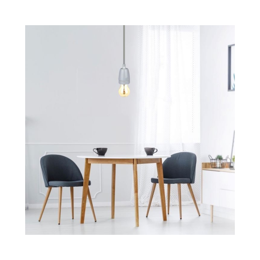 Захранващ кабел 1xE27/60W/230V сив/порцелан