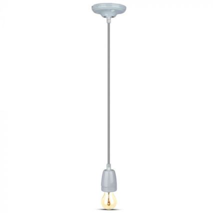 Захранващ кабел 1xE27/60W/230V сив/порцелан