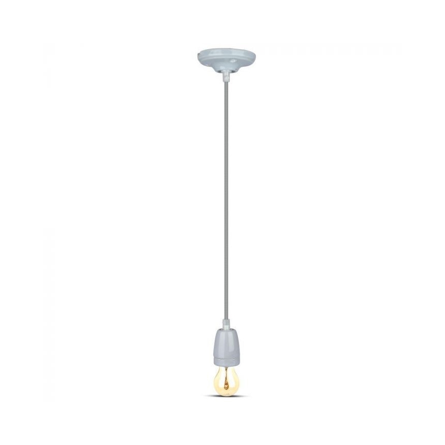 Захранващ кабел 1xE27/60W/230V сив/порцелан