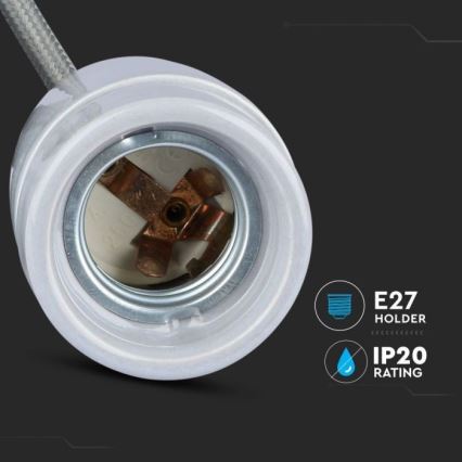 Захранващ кабел 1xE27/60W/230V сив/порцелан