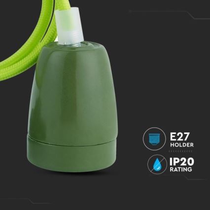Захранващ кабел 1xE27/60W/230V зелен/порцелан