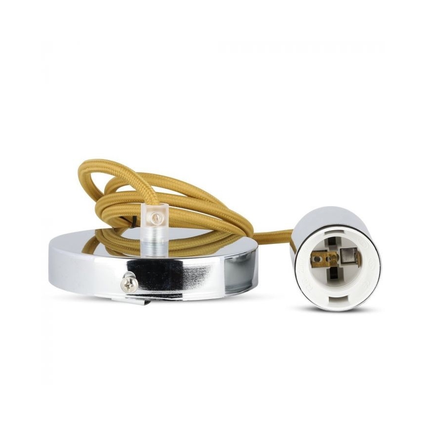 Захранващ кабел 1xE27/60W/230V кафяв/лъскав хром