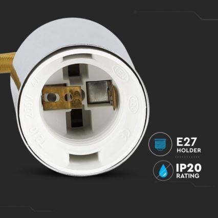 Захранващ кабел 1xE27/60W/230V кафяв/лъскав хром