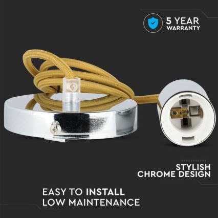 Захранващ кабел 1xE27/60W/230V кафяв/лъскав хром