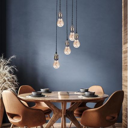 Захранващ кабел 5xE27/60W/230V бронзов