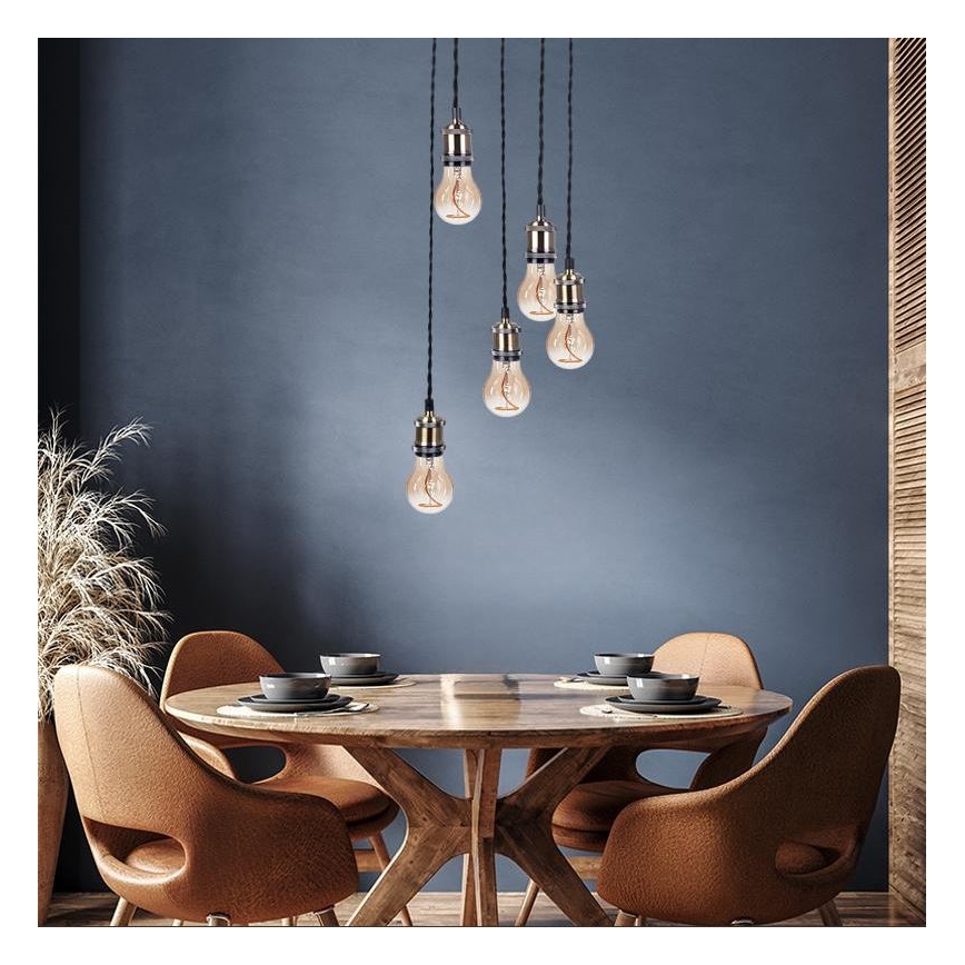 Захранващ кабел 5xE27/60W/230V бронзов