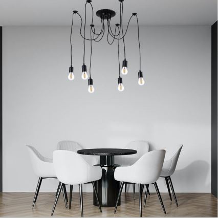 Захранващ кабел 6xE27/60W/230V паяк черен