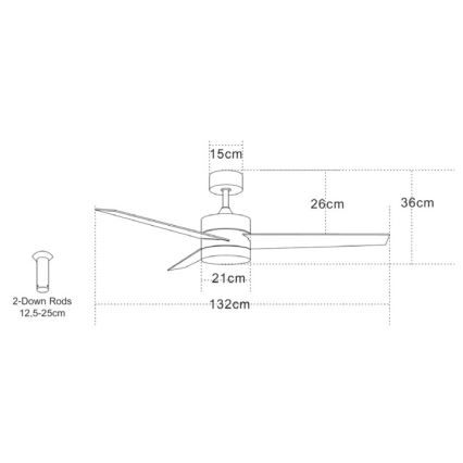 Zambelis 19134 - LED Вентилатор за таван LED/15W/230V 3000/4000/6000K матов хром + дистанционно управление