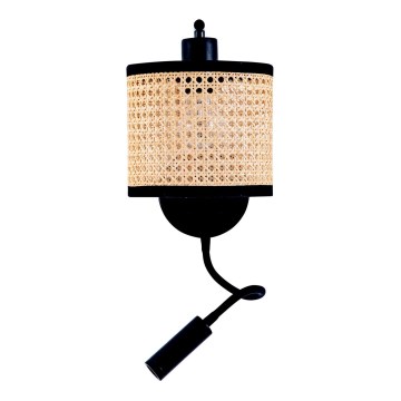 Zambelis 20355 - LED стенна лампа 1xE27/40W + LED/3W/230V ратан