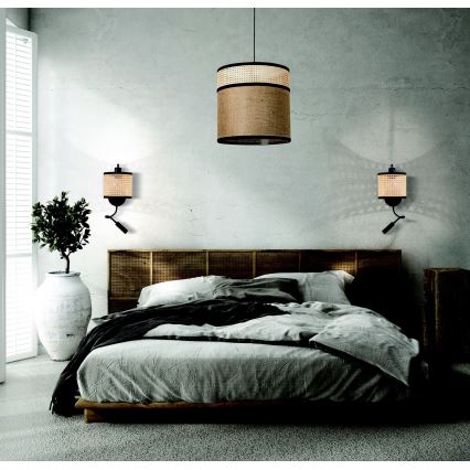Zambelis 20355 - LED стенна лампа 1xE27/40W + LED/3W/230V ратан