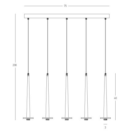 Zambelis 22112 - LED Димируем пендел 5xLED/3W/230V CRI90 черен