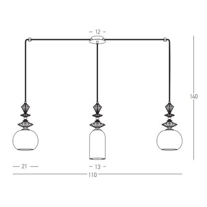 Zambelis 22153 - Пендел 3xE27/40W/230V паяк керамика