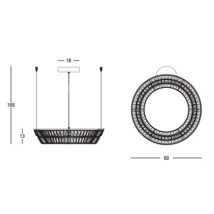 Zambelis 23046 - LED Димируем кристален полилей на връв LED/38W/230V CRI 90 3000K Ø 60 см месинг