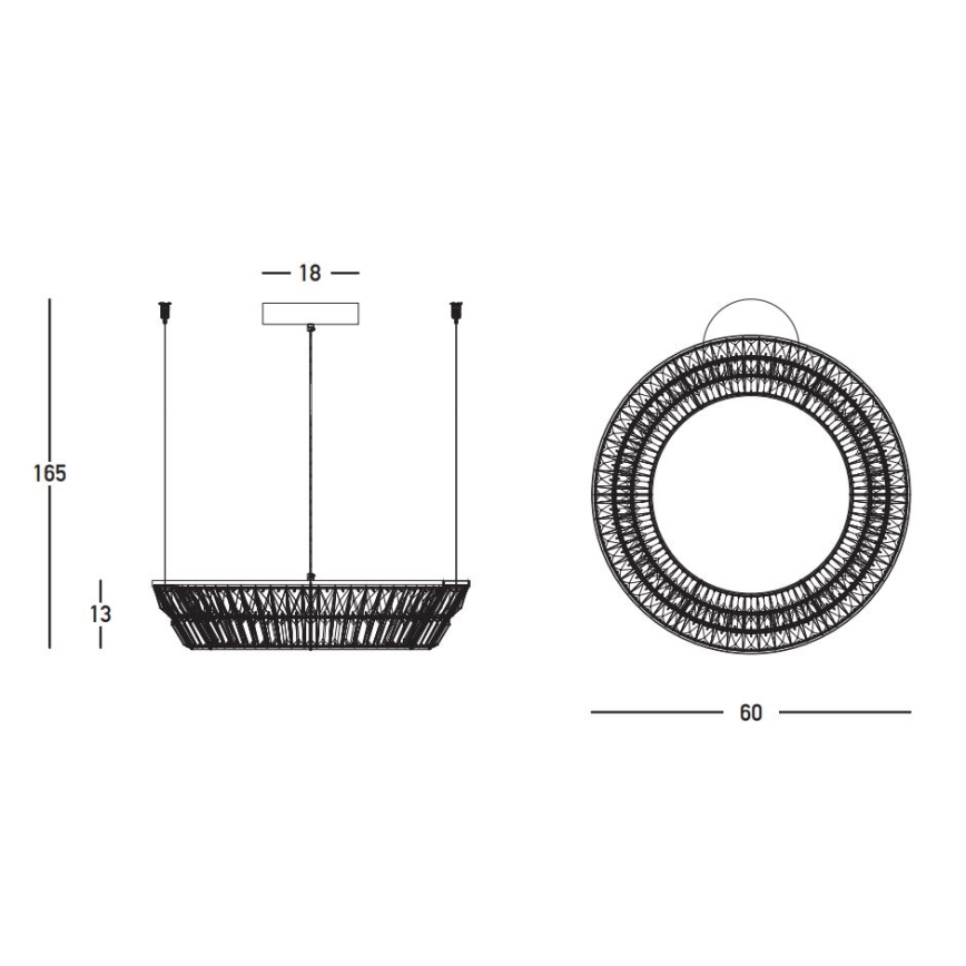 Zambelis 23046 - LED Димируем кристален полилей на връв LED/38W/230V CRI 90 3000K Ø 60 см месинг