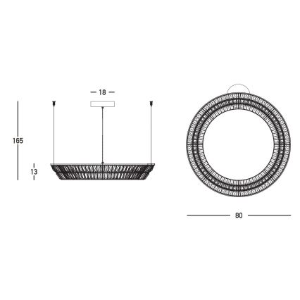 Zambelis 23048 - LED Димируем кристален полилей на връв LED/55W/230V CRI 90 3000K Ø 80 см месинг