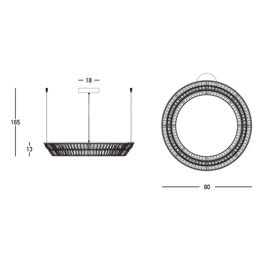 Zambelis 23048 - LED Димируем кристален полилей на връв LED/55W/230V CRI 90 3000K Ø 80 см месинг