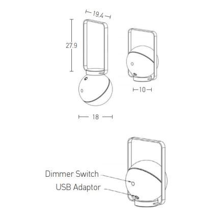 Zambelis E233 - LED Димируема екстериорна лампа LED/1,5W/3,7V 2600 mAh IP44 черен
