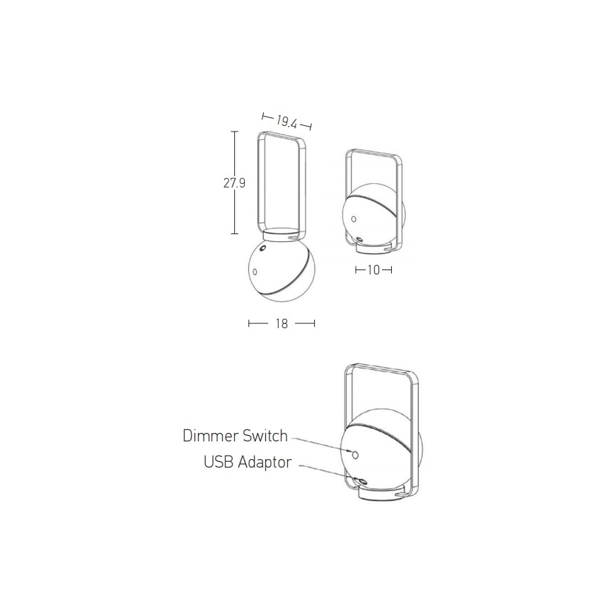 Zambelis E233 - LED Димируема екстериорна лампа LED/1,5W/5V IP44 черен