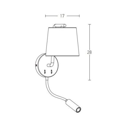 Zambelis H57 - LED Аплик LED/3W + 1xE27/40W/230V черен