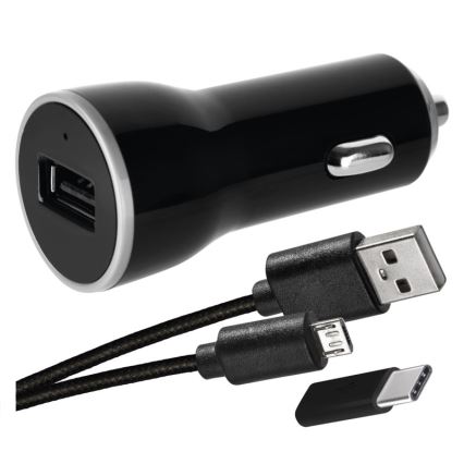 Зарядно у-во за кола 2,1A + micro USB кабел