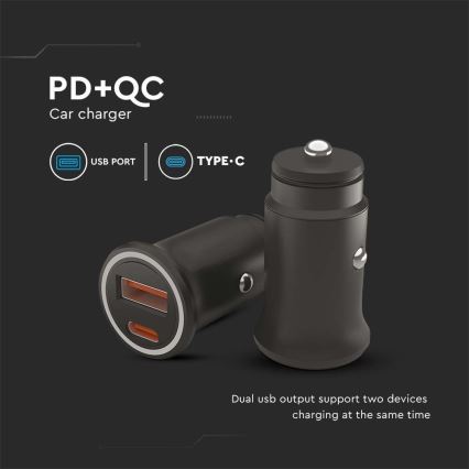 Зарядно за автомобил Power Delivery 20W 12-24V/3A USB/C черно