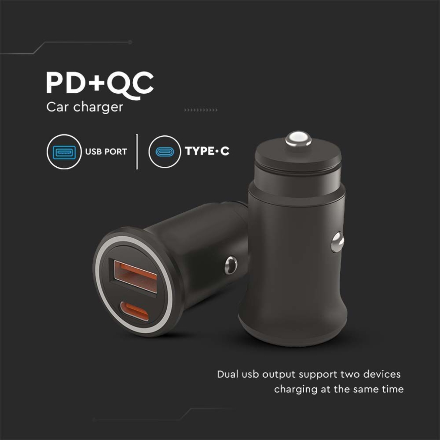 Зарядно за автомобил Power Delivery 20W 12-24V/3A USB/C черно