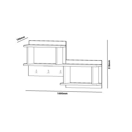 Закачалка с етажерка NIZZA 51,8x100 cм бяла