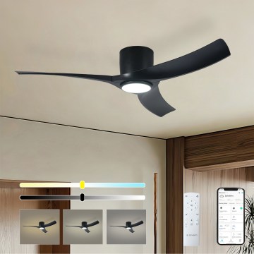 ZEVENTI - Димируем таванен вентилатор ORBITO LED/24W/230V 3000/4000/6000K Wi-Fi Tuya черен + дистанционно управление