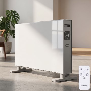 ZEVENTI - Електрически нагревател/конвектор с LCD дисплей  1250/2000W/230V бял + дистанционно управление