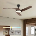 ZEVENTI - LED димируем таванен вентилатор AERYS LED/24W/230V 3000/4000/6000K Wi-Fi Tuya черен/орех + дистанционно управление
