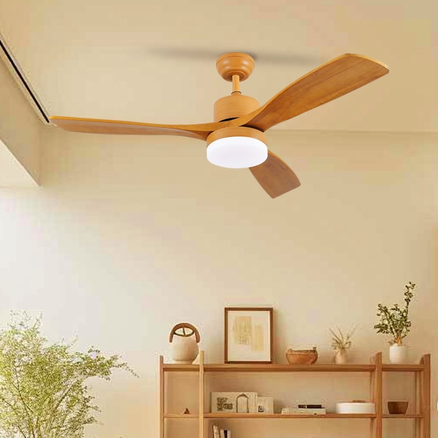 ZEVENTI - LED Димируем таванен вентилатор MARE LED/24W/230V 3000-6000K Wi-Fi Tuya дъб + дистанционно управление