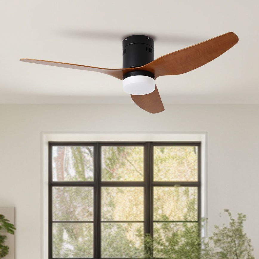 ZEVENTI - LED Димируем таванен вентилатор PADUA LED/18W/230V 3000-6000K Wi-Fi Tuya черен/кафяв + дистанционно управление