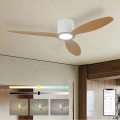 ZEVENTI - LED димируем таванен вентилатор VENTORA LED/24W/230V 3000/4000/6000K Wi-Fi Tuya бял/дъб + дистанционно управление