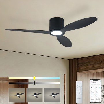 ZEVENTI - LED димируем таванен вентилатор VENTORA LED/24W/230V 3000/4000/6000K Wi-Fi Tuya черен + дистанционно управление