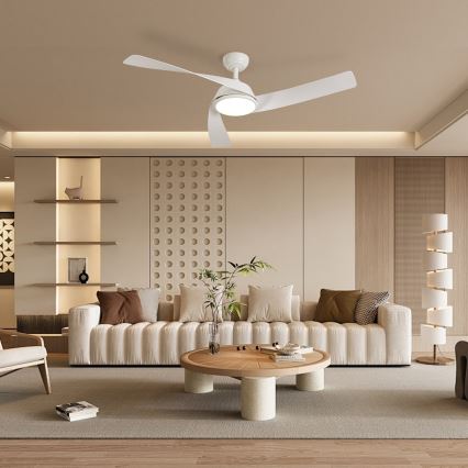 ZEVENTI - LED димируем таванен вентилатор AERYS LED/24W/230V 3000/4000/6000K Wi-Fi Tuya бял + дистанционно управление