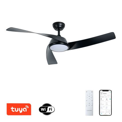 ZEVENTI - LED таванен вентилатор AERYS с регулируема яркост LED/24W/230V 3000/4000/6000K Wi-Fi Tuya черен + дистанционно управление