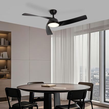 ZEVENTI - LED таванен вентилатор AERYS с регулируема яркост LED/24W/230V 3000/4000/6000K Wi-Fi Tuya черен + дистанционно управление