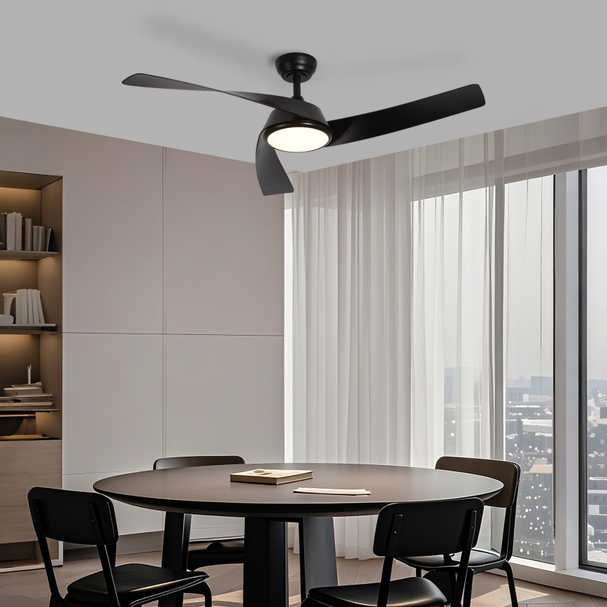 ZEVENTI - LED таванен вентилатор AERYS с регулируема яркост LED/24W/230V 3000/4000/6000K Wi-Fi Tuya черен + дистанционно управление